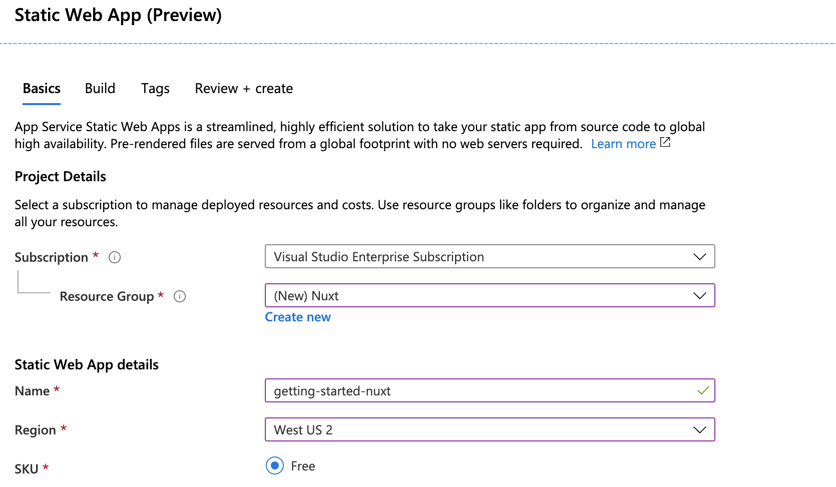 Azure Portal resource and app setup